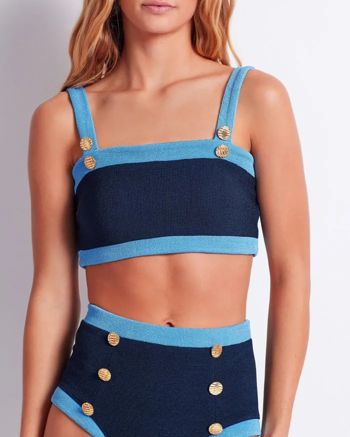 Bikinis Women Patbo Colorblock Knit Bikini Top French Navy