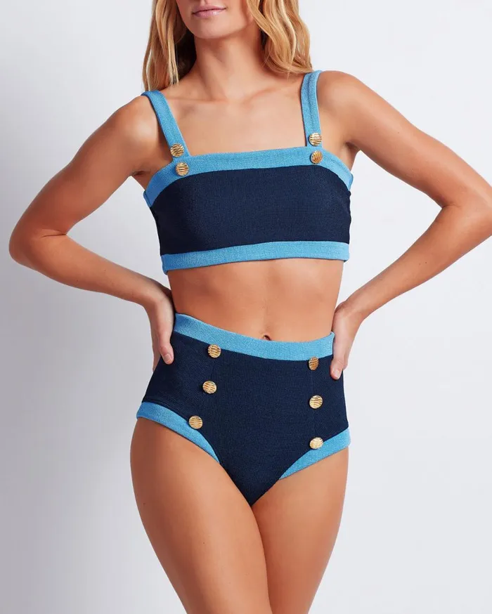 Bikinis Women Patbo Colorblock Knit Bikini Top French Navy