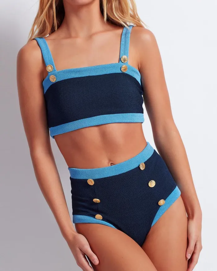 Bikinis Women Patbo Colorblock Knit Bikini Top French Navy
