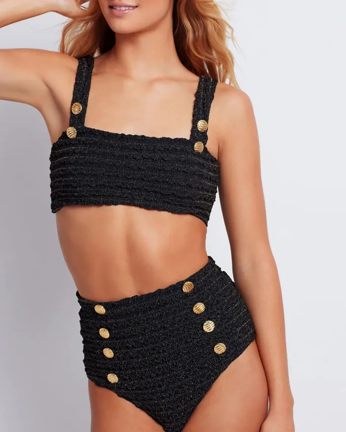 Bikinis Women Patbo Crinkle Lurex Bikini Bottom Black