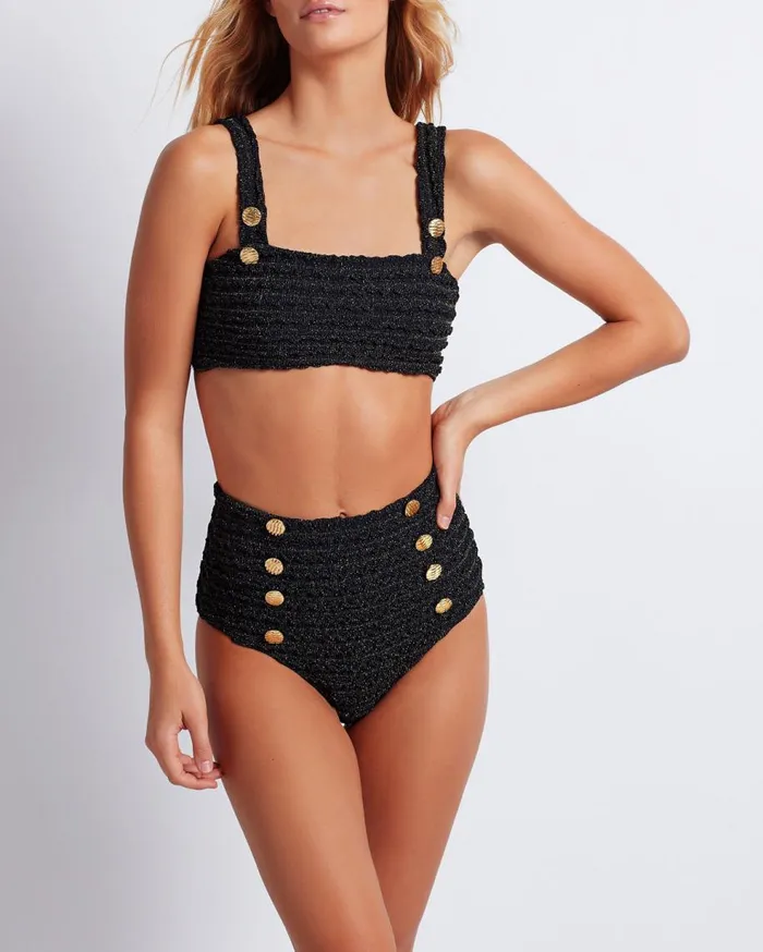 Bikinis Women Patbo Crinkle Lurex Bikini Bottom Black