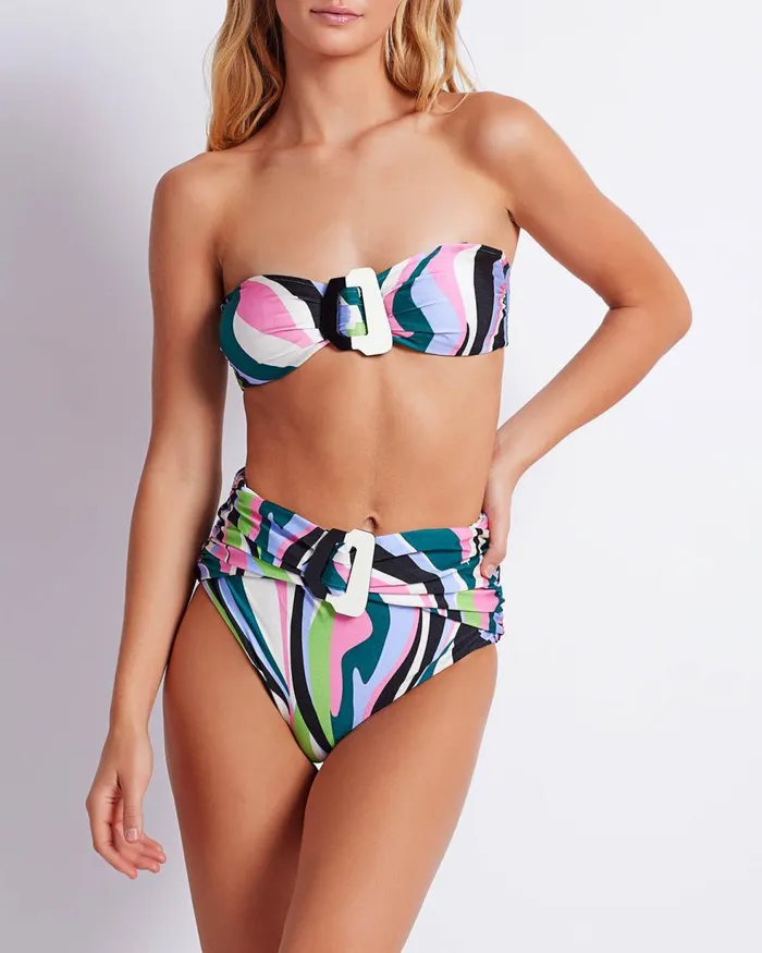 Bikinis Women Patbo Delos High Waist Bikini Bottom Black Multi
