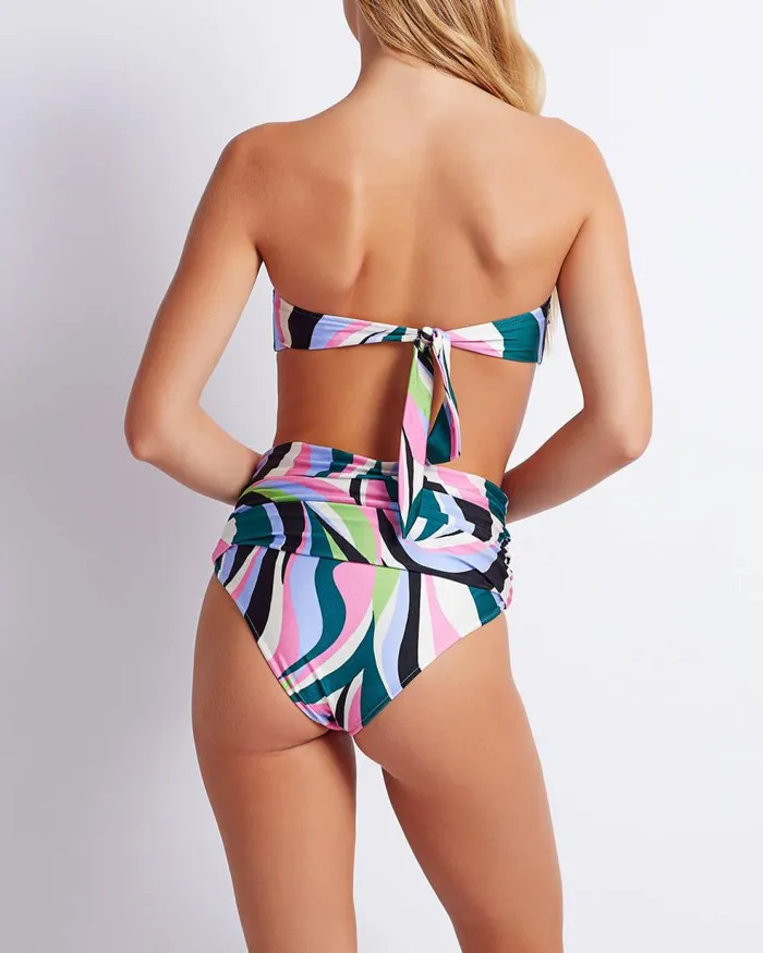 Bikinis Women Patbo Delos High Waist Bikini Bottom Black Multi