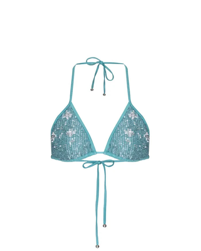Bikinis Women Patbo Embroidered Sequin Bikini Top Aqua
