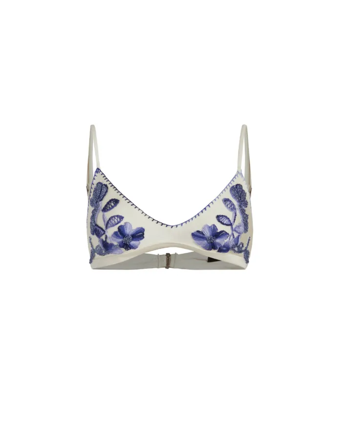 Bikinis Women Patbo Embroidered Triangle Bikini Top White