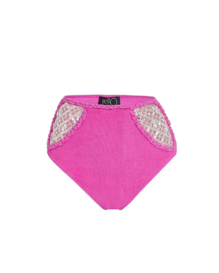 Bikinis Women Patbo HandBeaded Knit Bikini Bottom X Harrods Cerise