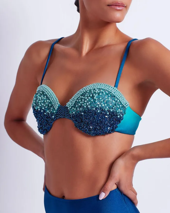 Bikinis Women Patbo HandBeaded Ombre Bikini Top High Tide