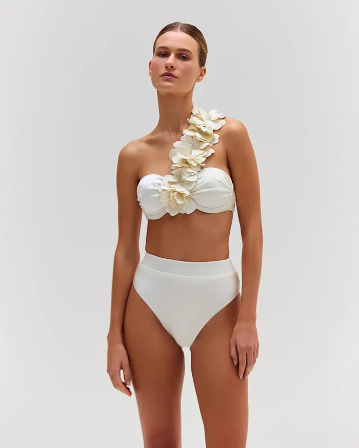 Bikinis Women Patbo High Leg Bikini Bottom White