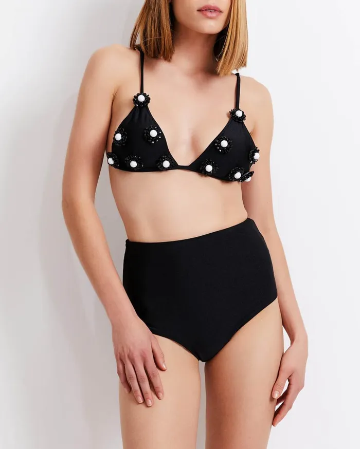 Bikinis Women Patbo High Waist Bikini Bottom Black