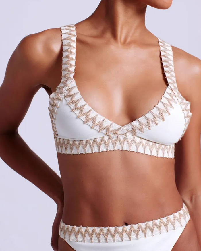 Bikinis Women Patbo Jute Trim Bikini Top Ivory