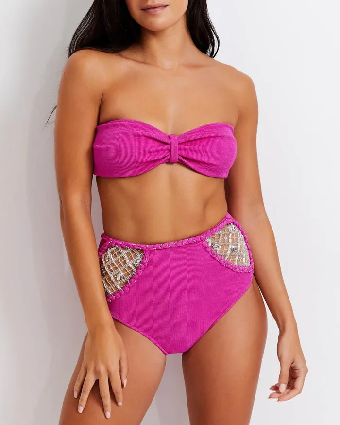 Bikinis Women Patbo Knit Bandeau Bikini Top X Harrods Cerise