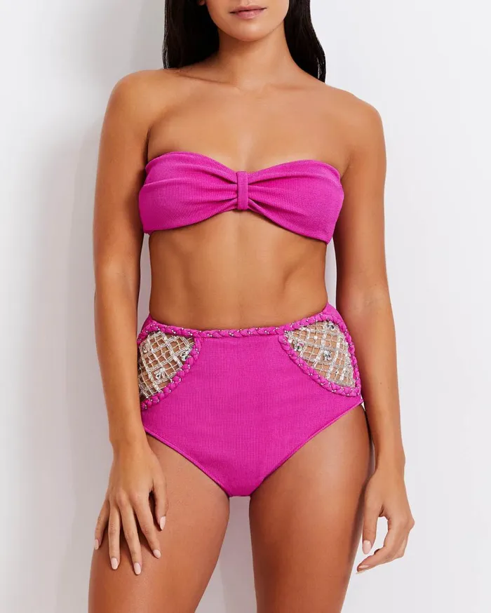 Bikinis Women Patbo Knit Bandeau Bikini Top X Harrods Cerise