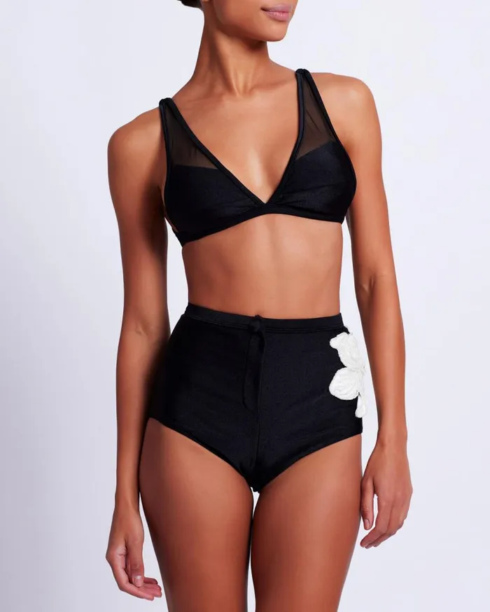 Bikinis Women Patbo Mesh Panel Bikini Top Black
