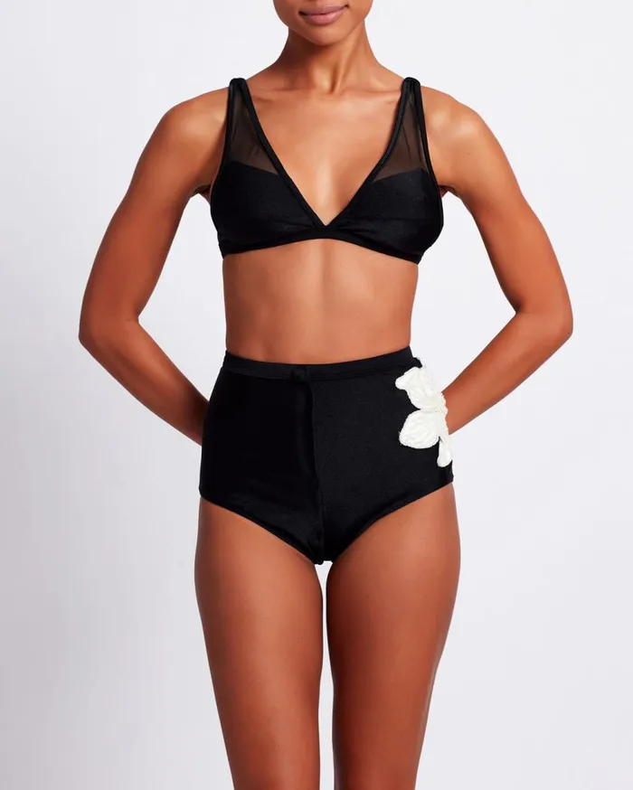 Bikinis Women Patbo Mesh Panel Bikini Top Black