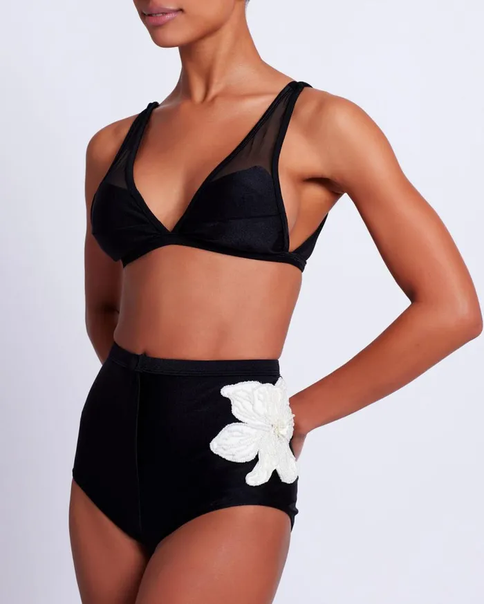 Bikinis Women Patbo Mesh Panel Bikini Top Black
