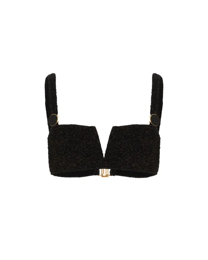 Bikinis Women Patbo Metallic Jacquard Bikini Top Black
