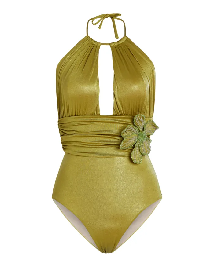 Bikinis Women Patbo Metallic Jersey Bodysuit Absinthe