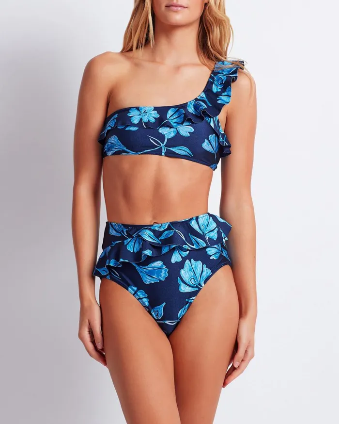 Bikinis Women Patbo Nightflower High Waist Bikini Bottom Indigo