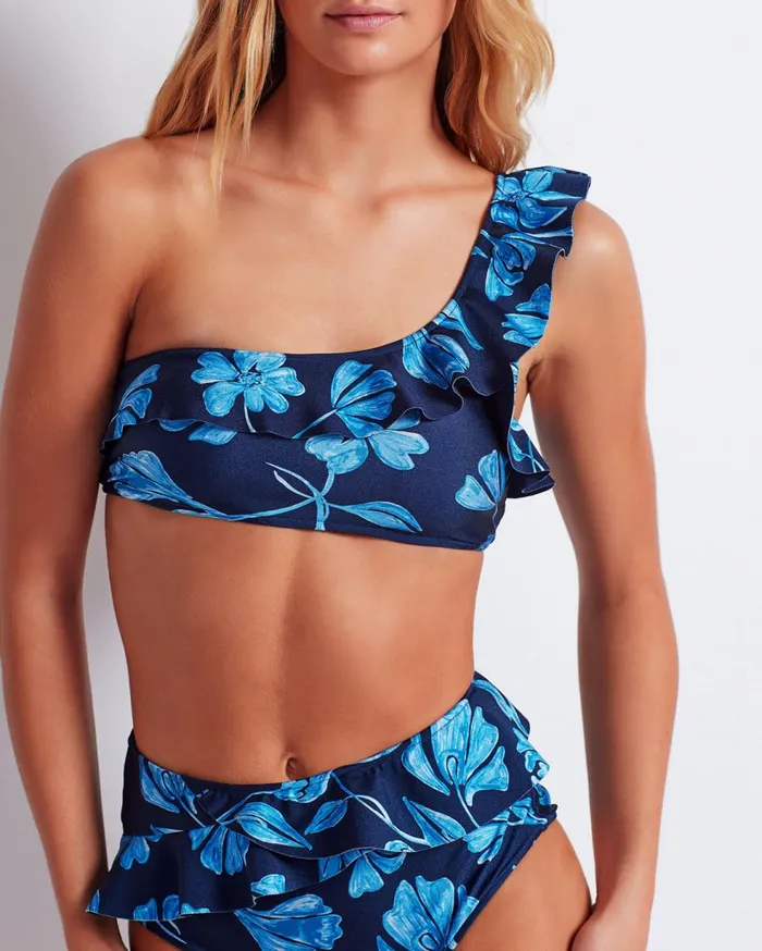 Bikinis Women Patbo Nightflower One Shoulder Bikini Top Indigo