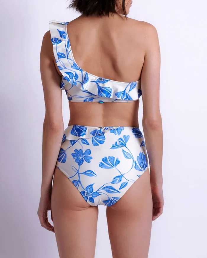 Bikinis Women Patbo Nightflower One Shoulder Bikini Top White