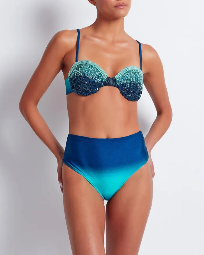 Bikinis Women Patbo Ombre High Waist Bikini Bottom High Tide