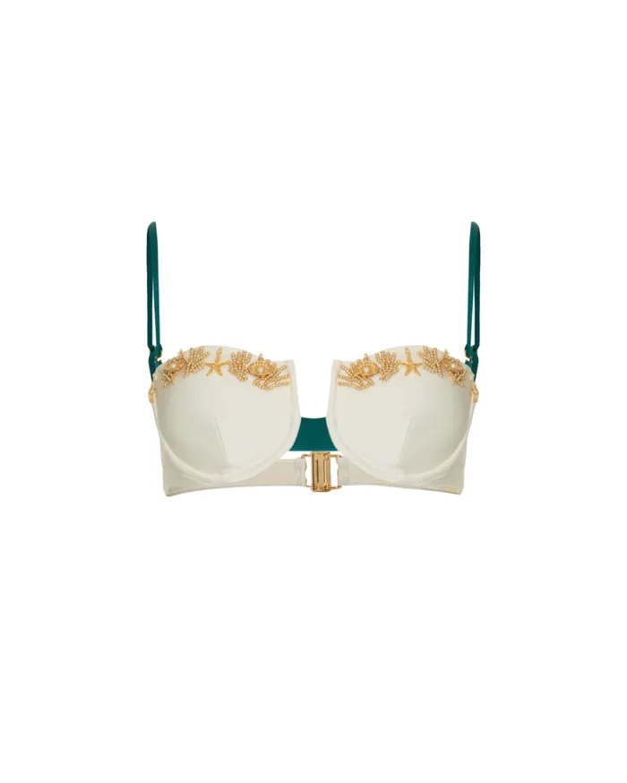 Bikinis Women Patbo Portofino HandBeaded Bikini Top Ivory
