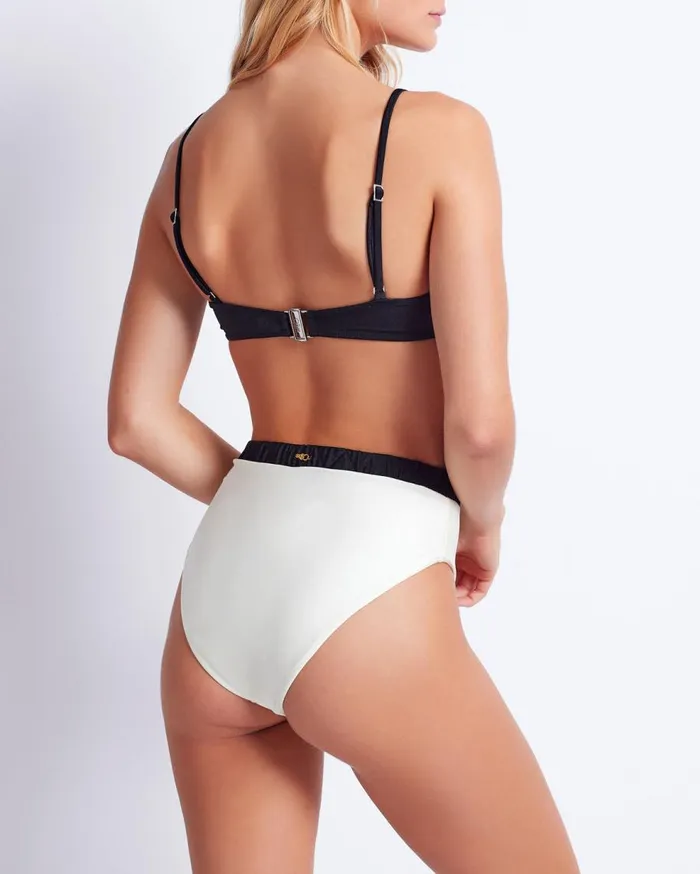 Bikinis Women Patbo Seashell High Cut Bikini Bottom Black White