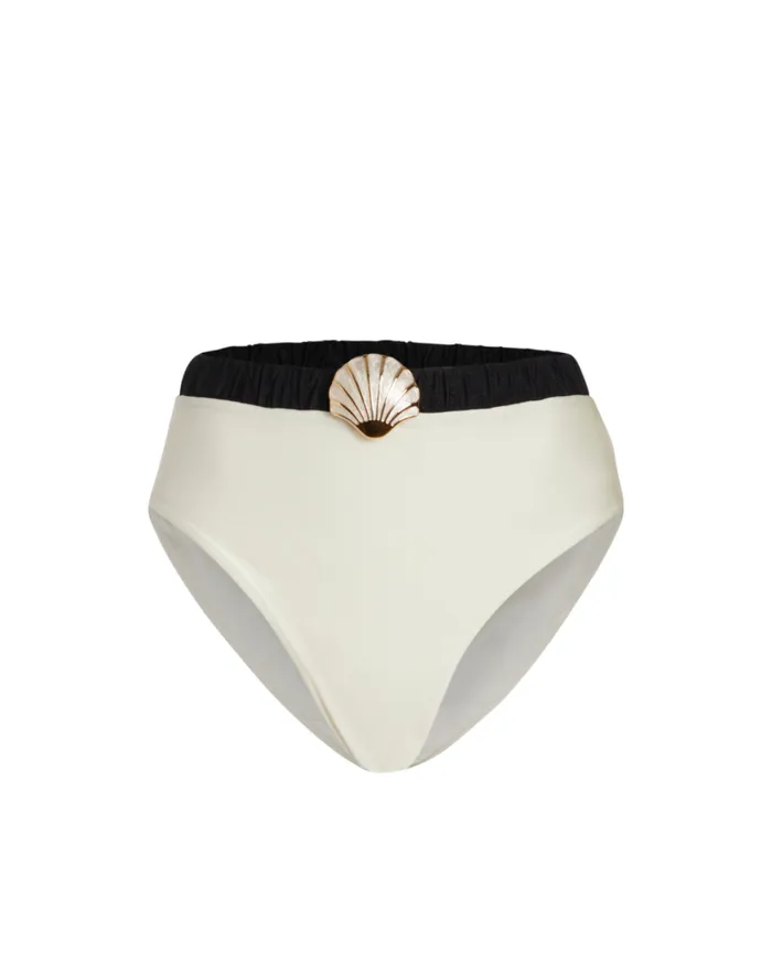Bikinis Women Patbo Seashell High Cut Bikini Bottom Black White