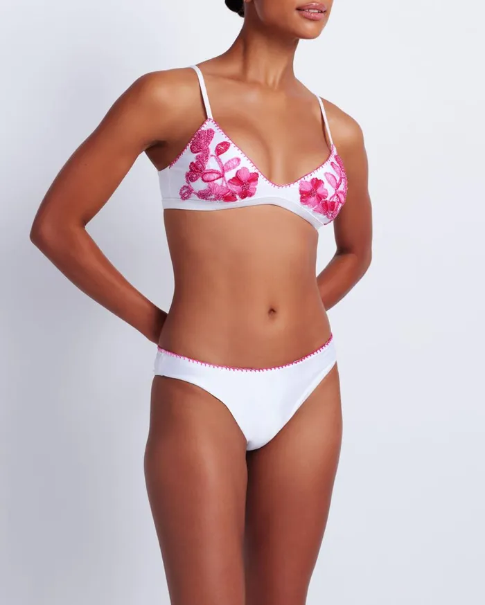 Bikinis Women Patbo Viera Embroidered Bikini Top White