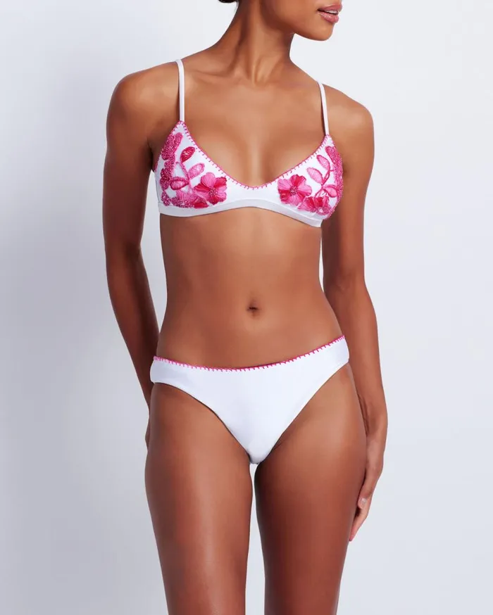 Bikinis Women Patbo Viera Embroidered Bikini Top White