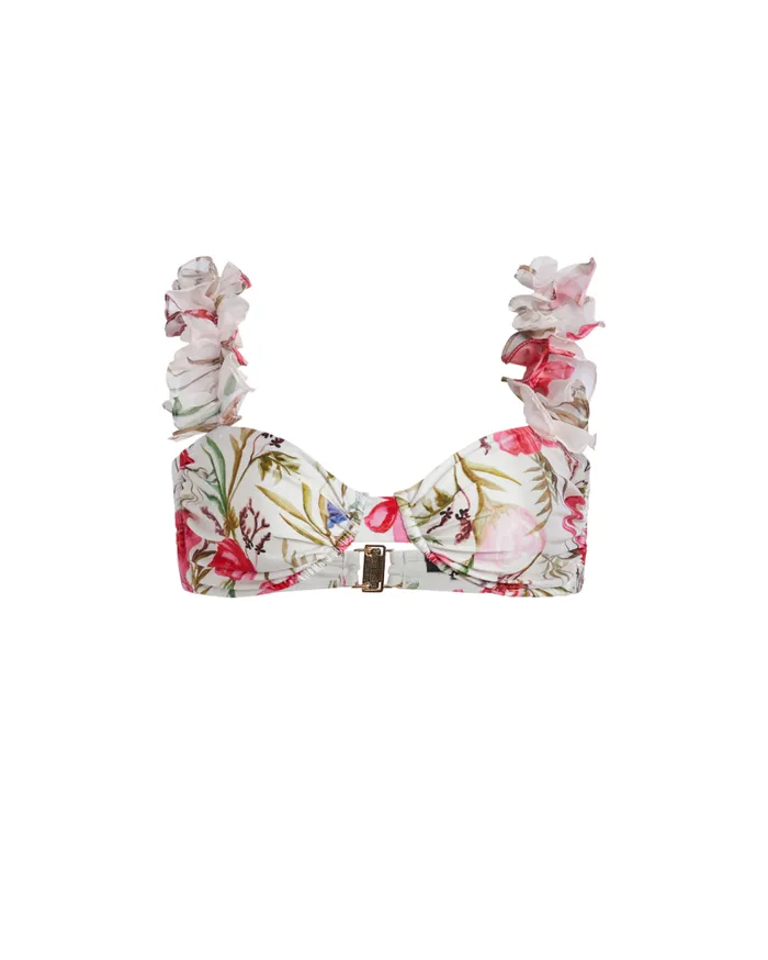 Bikinis Women Patbo Viera Flutter Sleeve Bikini Top White