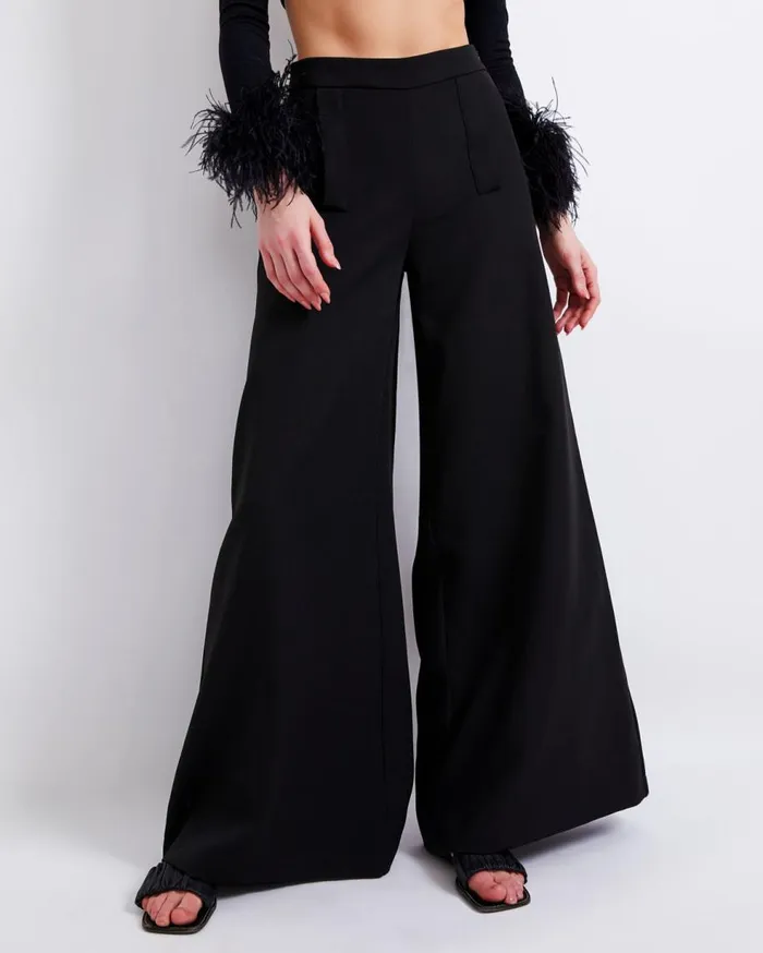 Bottoms Women Patbo Crepe Wide Leg Pant Black