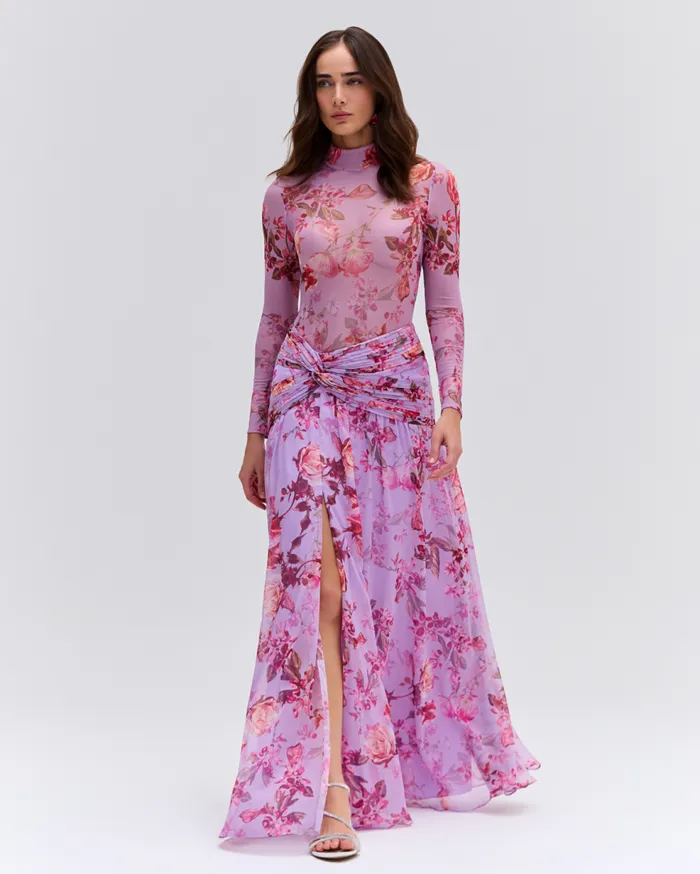 Bottoms Women Patbo Floral Haze Draped Maxi Skirt Violet