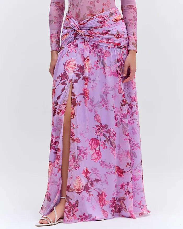 Bottoms Women Patbo Floral Haze Draped Maxi Skirt Violet
