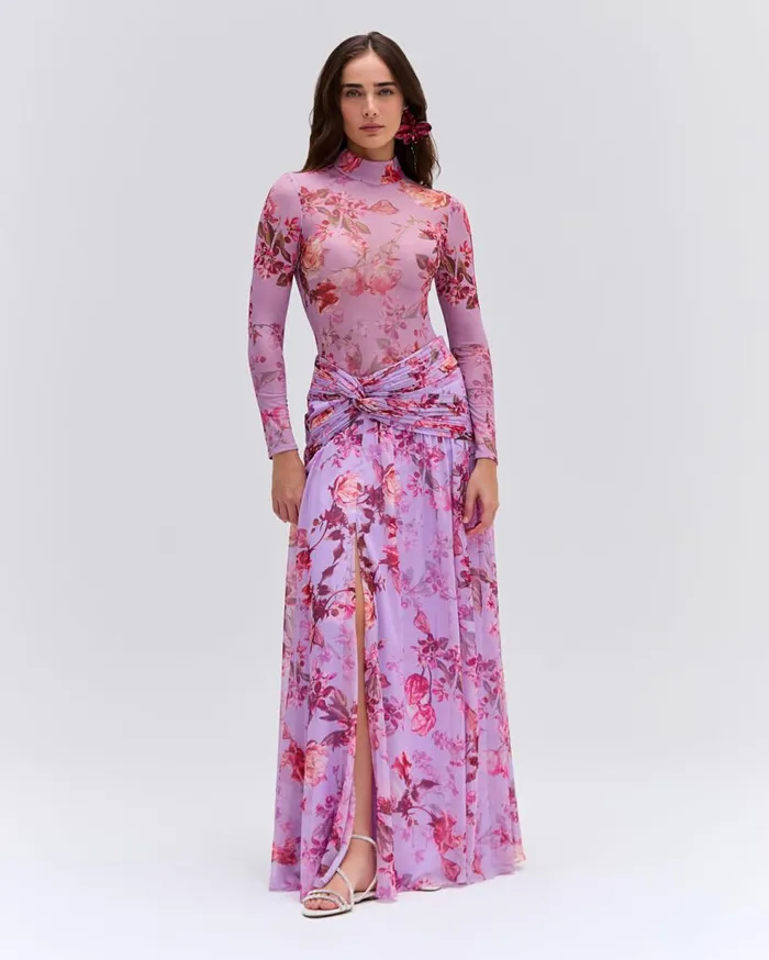 Bottoms Women Patbo Floral Haze Draped Maxi Skirt Violet