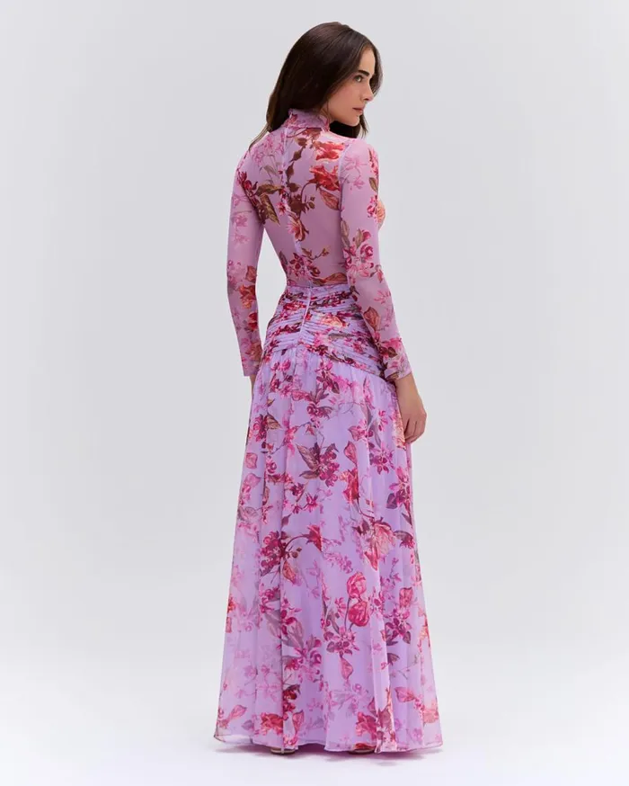 Bottoms Women Patbo Floral Haze Draped Maxi Skirt Violet
