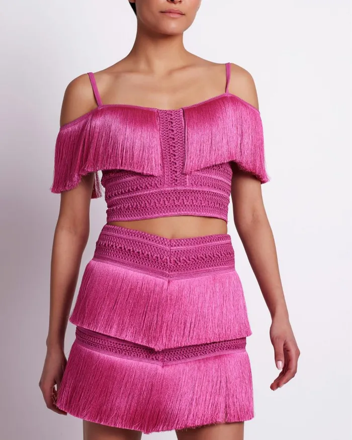 Bottoms Women Patbo Fringe Mini Skirt Cerise