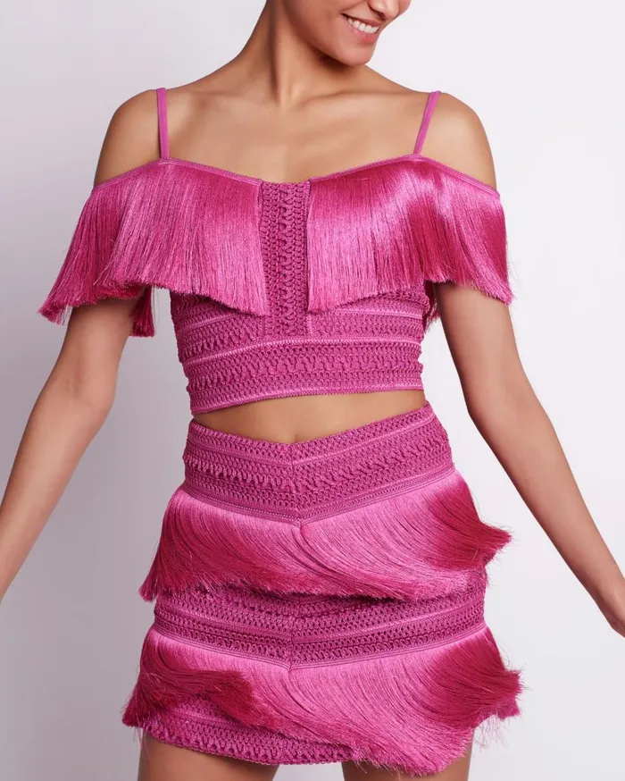 Bottoms Women Patbo Fringe Mini Skirt Cerise