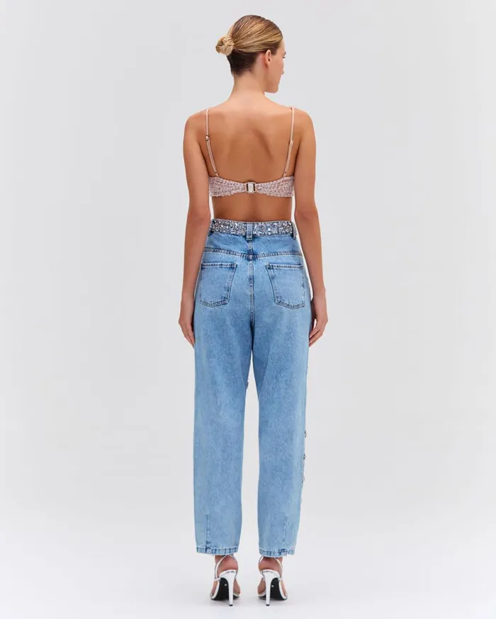 Bottoms Women Patbo HandBeaded High Waist Jeans Denim
