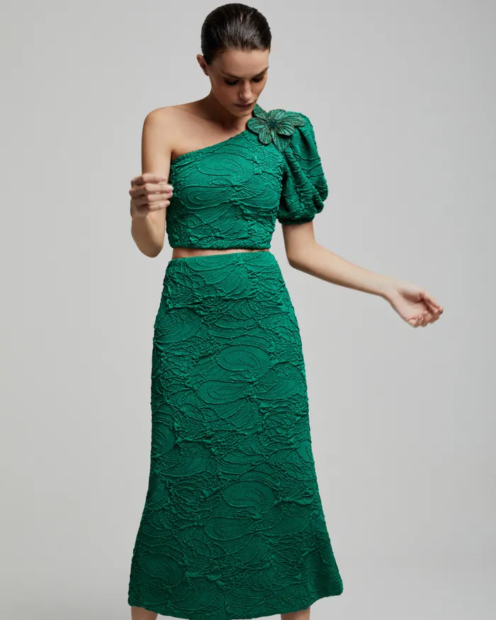 Bottoms Women Patbo Jacquard Midi Skirt Emerald