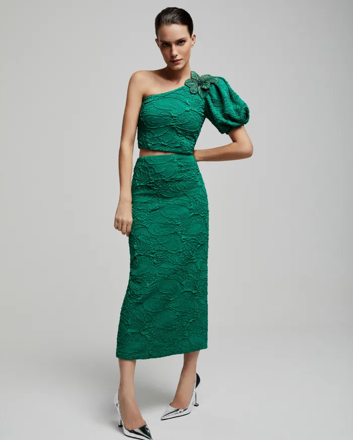 Bottoms Women Patbo Jacquard Midi Skirt Emerald