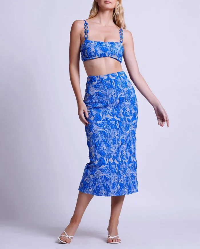 Bottoms Women Patbo Stretch Jacquard Midi Skirt Lapis