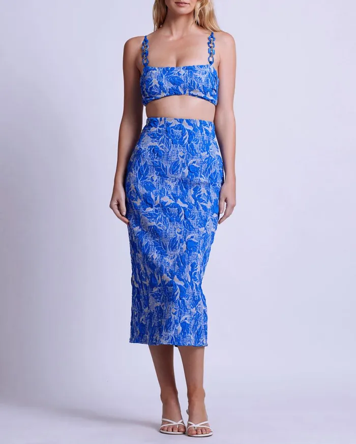 Bottoms Women Patbo Stretch Jacquard Midi Skirt Lapis