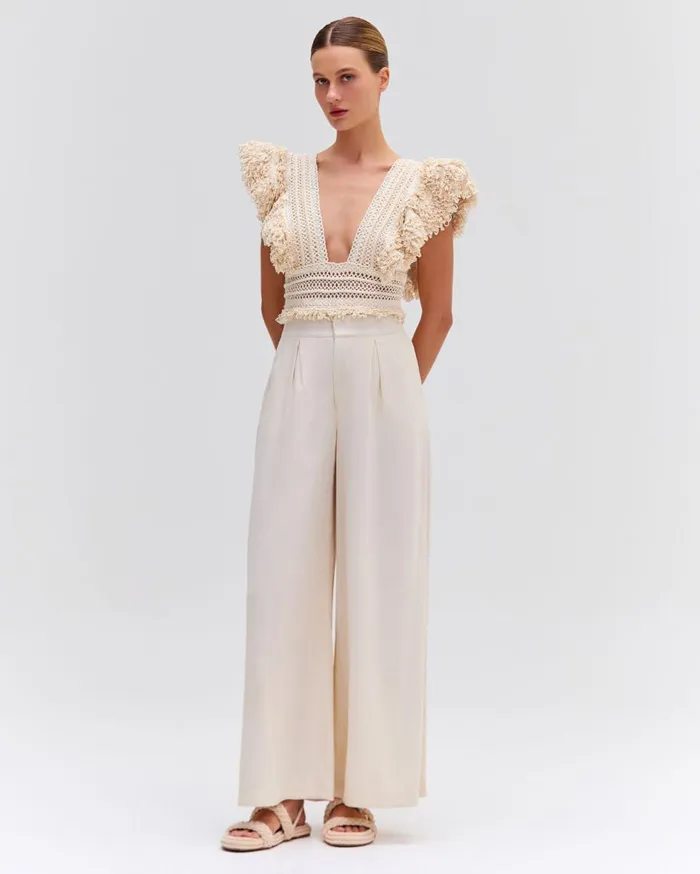 Bottoms Women Patbo Wide Leg Linen Pants Natural