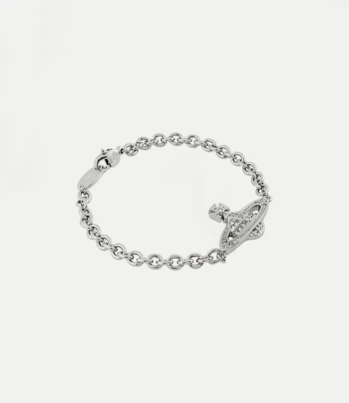 Bracelets Men Vivienne Westwood Man Mini Bas Relief Chain Bracelet In PlatinumCrystalCrystal