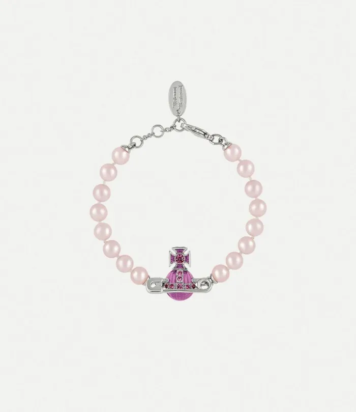 Bracelets Women Vivienne Westwood Kitty Pearl Bracelet In PlatinumRoseCrystalRoseEnamel Bracelets Women Vivienne Westwood Kitty Pearl Bracelet In PlatinumRoseCrystalRoseEnamel