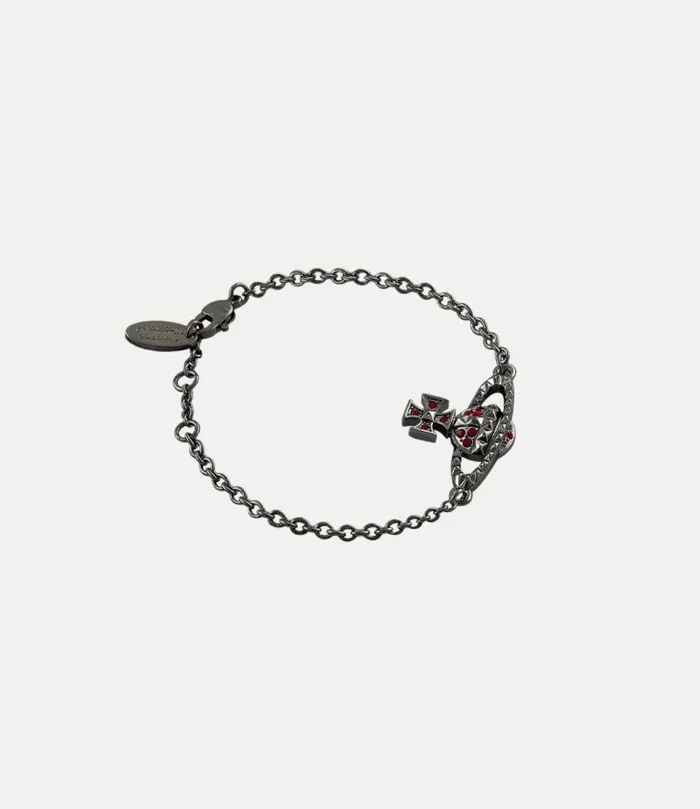 Bracelets Women Vivienne Westwood Mayfair Bas Relief Bracelet In GunmetalSiamCrystal