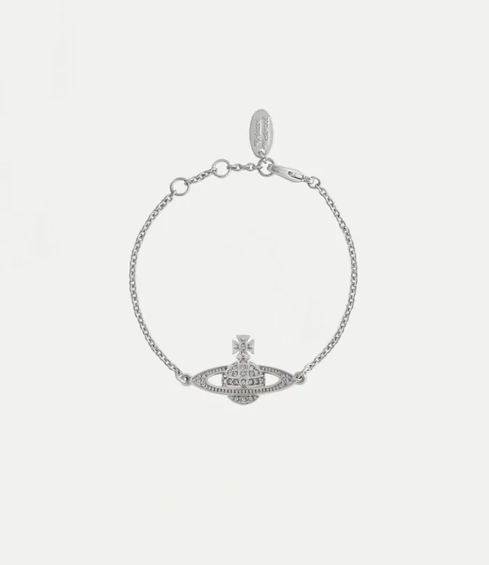 Bracelets Women Vivienne Westwood Mini Bas Relief Chain Bracelet In PlatinumCrystalCrystal Bracelets Women Vivienne Westwood Mini Bas Relief Chain Bracelet In PlatinumCrystalCrystal