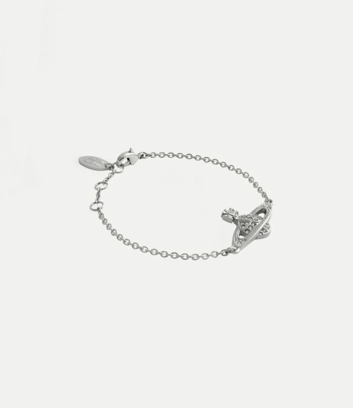 Bracelets Women Vivienne Westwood Mini Bas Relief Chain Bracelet In PlatinumCrystalCrystal
