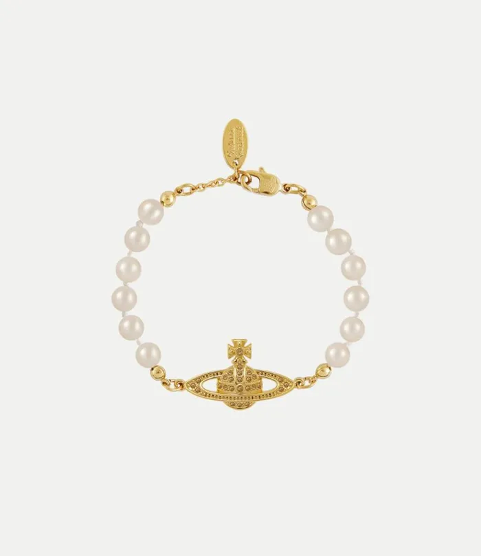 Bracelets Women Vivienne Westwood Mini Bas Relief Pearl Bracelet In GoldLightColoradoTopazPearl Bracelets Women Vivienne Westwood Mini Bas Relief Pearl Bracelet In GoldLightColoradoTopazPearl
